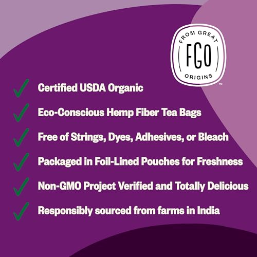 Image of FGO Organic Tulsi Holy Basil Tea, 100 Count, Eco-Conscious Herbal Tea Bags, Resealable Bag, Caffeine Free, Packaging May Vary (Pack of 1)