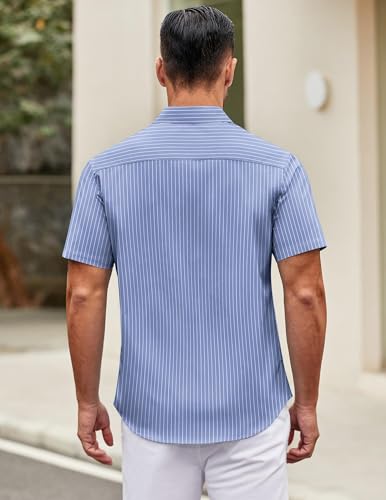 Image of COOFANDY Mens Short Sleeve Casual Button Down Shirts Summer Untucked Dress Shirts with Pocket