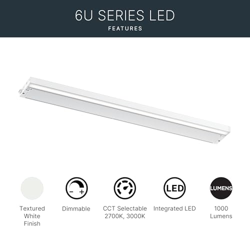 Kichler 6U Series 30" 120V LED Under Cabinet Light in White, Adjustable Light Temperature, 2700K and 3000K, (30" L x 4.25" x 1" H), 6UCSK30WHT by Kichler - Image 3