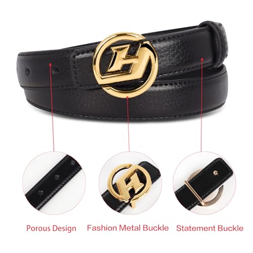 Image of Aurolran Women's Leather Belt with Buckle - Ideal for Dresses, Jeans, and Coats