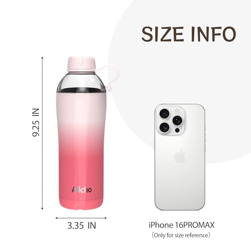 Image of Insulated Water Bottle for Women, 18 oz Stainless Steel Water Bottles, Double Walled, 2 Lids (Chug & Tumbler) - Hydrate & Caffeinate, Available Gift Wrapping