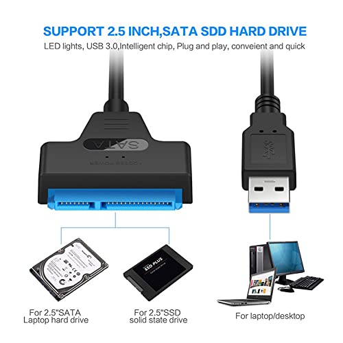 Cable adaptador SATA a USB 3.0 22 cm para disco 2.5 pulg miniatura 6