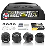 【2026新登場】タイヤ空気圧モニタリングシステム ワイヤレス TPMS タイヤ空気圧モニターシステム 4つの外部センサー&5つのアラームモード、LCDリアルタイム表示、オートスリープモード、取り付け簡単、ソーラー+USB充電器 (T22)