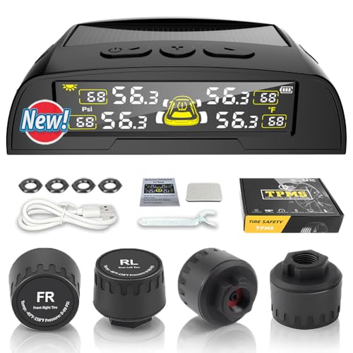 �y2026�V�o��z�^�C����C�����j�^�����O�V�X�e�� ���C�����X TPMS �^�C����C�����j�^�[�V�X�e�� 4�̊O���Z���T�[&5�̃A���[�����[�h�ALCD���A���^�C���\���A�I�[�g�X���[�v���[�h�A���t���ȒP�A�\�[���[+USB�[�d�� (T22)