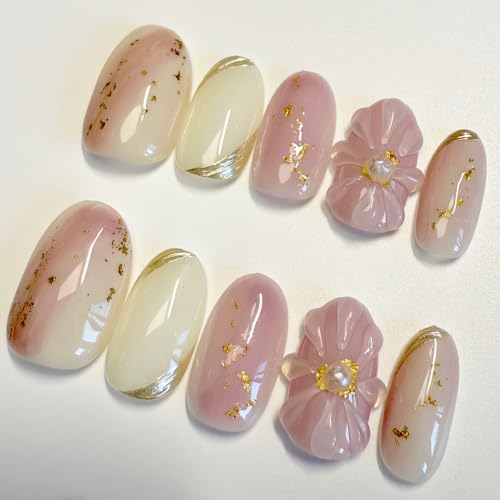 2IM Studio ネイルチップ 10枚入 職人仕上げ 和風ミニマルデザイン 上品シンプル フラワーアート 桜 花びら 手作りサロン級 フォトウェディング 結婚式 成人式 オフィスネイル 卒業写真 デート ショッピング パーティー 高級レストラン 両面テ