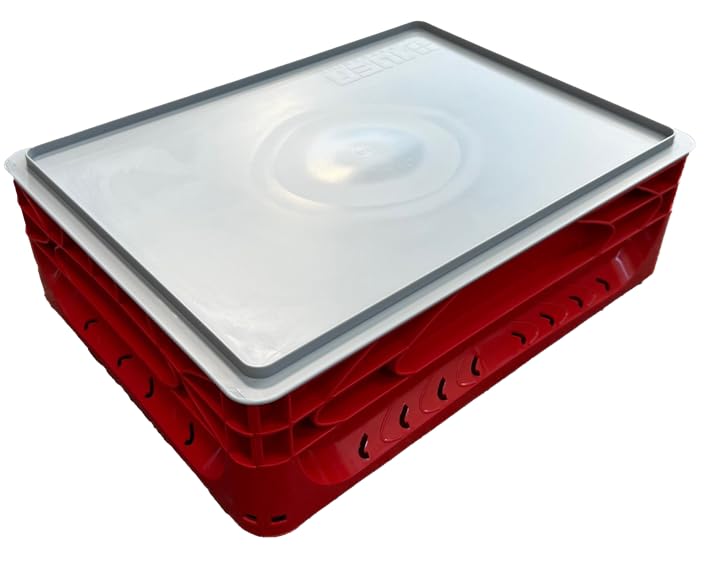 Solent Plastics 10 Litre Deep Pizza Bread Dough Proofing Tray complete with Lid - 40 x 30cm x 12cm - Fits in domestic fridges! (Red)