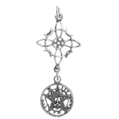 Colgante Nudo de Bruja y Tetragrámaton con Coral Plata 925 Colgante Nudo de Bruja y Tetragrámaton con Coral Plata 925