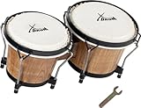 XDrum PERC Bongos Club Burdeos - 2 tambores de 6' y 7' - Bongos con parches naturales afinables y llave de afinación - Tambores de madera Tobacco