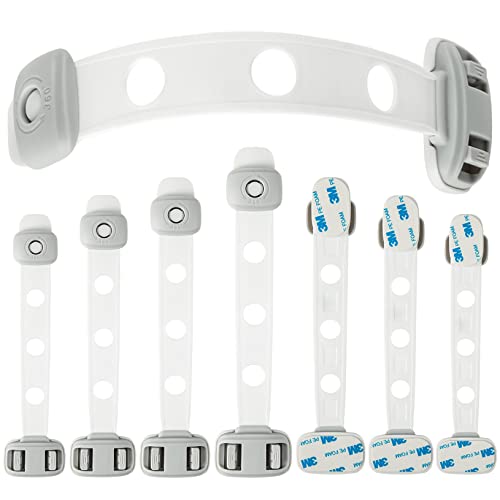 Onlyfu 8Pcs Child Safety Strap Locks, Baby Cabinet Locks With 3M Adhesive, Adjustable Multi-Functional Drawer Lock Child Proof Safety Refrigerator Door Lock Kitchen Oven Toilet Locks No Drilling #TOP7