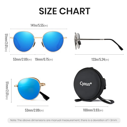 Cyxus Round Foldable Sunglasses for Women Men Polarized UV 400 Protection Folding Sun Glasses4