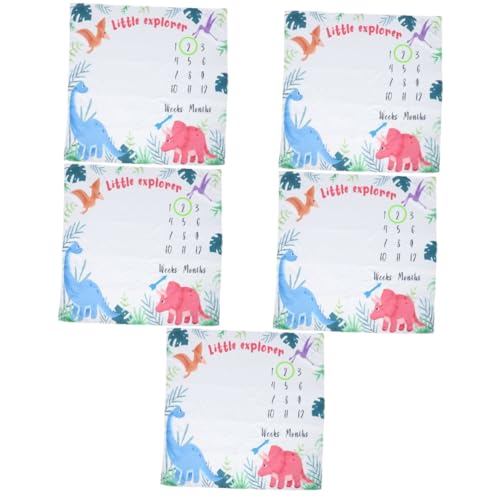 TOYANDONA 5 Juegos Manta Hito Mantas Mensuales De Bebé Manta Personalizada Manta Mensual De Bebé Crecimiento del Primer Año Hito Mensual del Bebé Recién Nacido Poliéster Curva