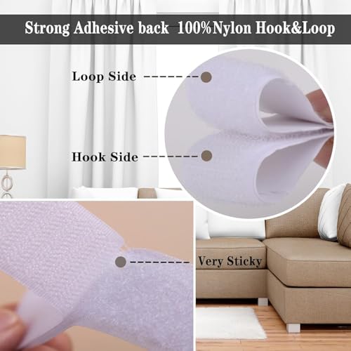 Image of 48 Sets White Hook Tape with Adhesive, 1'' X 4'' Hook and Loop Tape, Tapes with Adhesives for Fabric (White, 48 Sets)