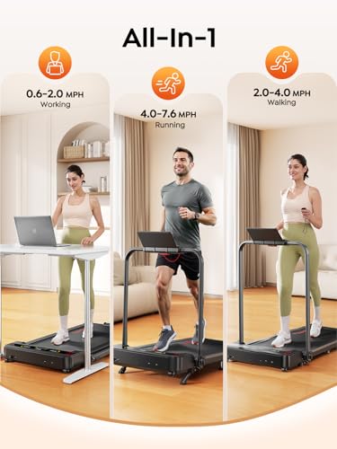 HOMETRO Foldable Walking Pad Treadmill with 9% Incline, Treadmills for Home Office, 2.5HP Compact Folding Treadmill Under Desk, Slient Remote Control,APP and LED Display, Installation-Free - Image 5