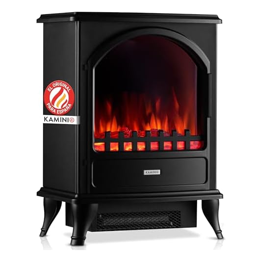 KAMINIO Chimenea eléctrica Leni - Estufa de Chimenea con calefacción, Efecto Llama 3D (Negro)