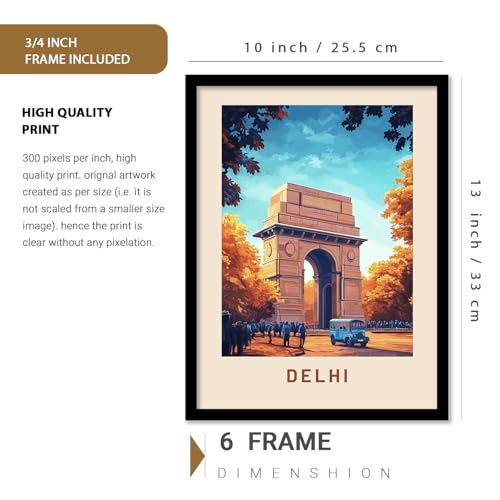 Image of kotart Modern Art City Vibes Wall Decor - Retro Travel Theme Wall Poster with Frame for Room Office Living Room Hotel Home Decor - Photo Frames - Framed Posters / Paintings Set of 8 (Art 2, Small(10x13 or 10x10 inch), Framed)