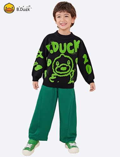 B.Duck Kids Sweater Cute Cartoon Duck Crewneck Long Sleeve Knitted Pullover Tops for Unisex Boys Girls Size 3-12 Years4
