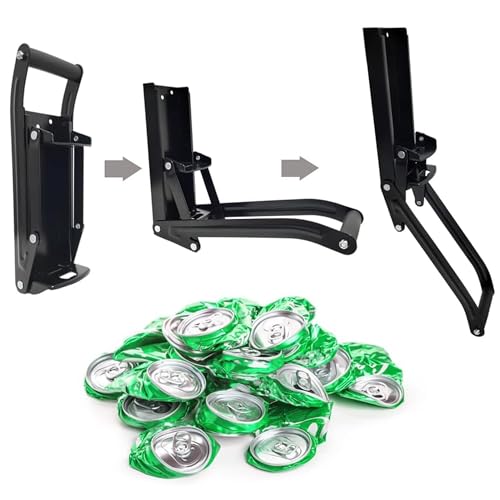 Schiaccia Lattine con Apribottiglie 12 oz 16oz cans, Compattatore di Lattine, in alluminio da 500 ml, in scatola e bottiglie di plastica, per il riciclaggio, montaggio a parete manuale(nero) - immagine 5