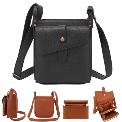 Dollver Crossbody Purse,Unique Design Crossbody Leather Bag, Multi-Pocket Shoulder Bag, with Built in Wallet
