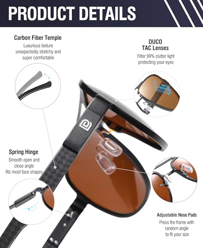 Image of DUCO Aviator Sunglasses for Men Women Carbon Fiber Polarized Sunglasses Men UV Protection for Driving Golf Fishing 3051