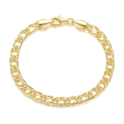 ERIN MARIE 14K Gold Bracelets Non Tarnish Cuban Chain Gold Bracelets for Women Sparse Design Gold Chain Bracelet Gifts for Women Every Occasion (6.5-9 in)