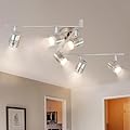 DLLT 6-Light Track Lighting Fixtures Swing Arm, Kitchen Ceiling Spot Light, Flush-Mount Foldable Track Rail Lighting for Living Room, Dining Room, Offices, Bedroom, Picture Wall, Kitchen, Warm Light