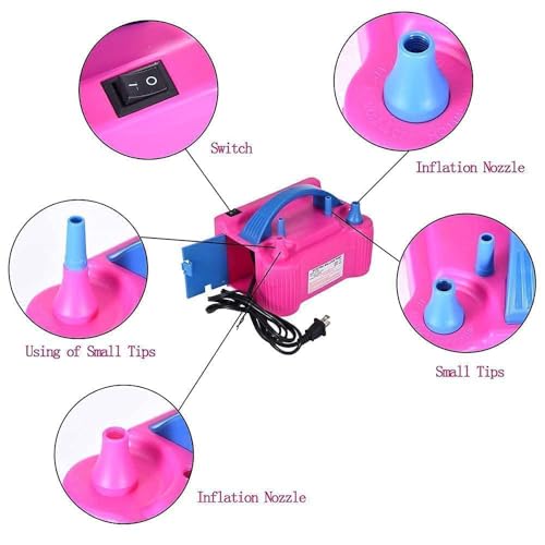 Image of Mini Steps High-Power Electric Balloon Inflator - Dual Nozzles, Fast Inflation for Party Decorations, Wedding & Events, Multi-Color, Acrylonitrile Butadiene Styrene, 1 Piece
