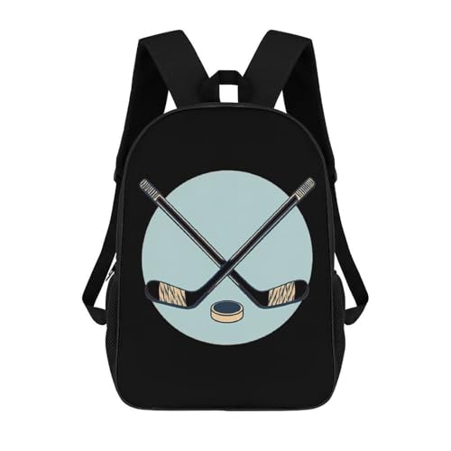 Hockey Sticks Classic 17 Inch Backpack Travel Daypack Casual Shoulder Bag with Adjustable Strap for Men Women