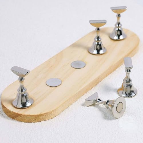 Ykybhx 1 Set Acrylic Nail Display Stand DIY Nail Holder Magnetic Practice Stands with Adhesive Putty Clay for Manicure Tool and Nail Salon 02