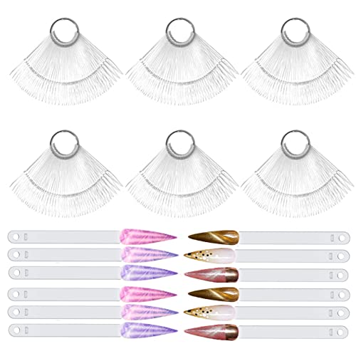 300pcs Nuancier Ongles Stiletto Présentoir Vernis en Éventail - Faux Tips Transparent pour Conception de Salon d'Art Nail - Bâtons de Couleur