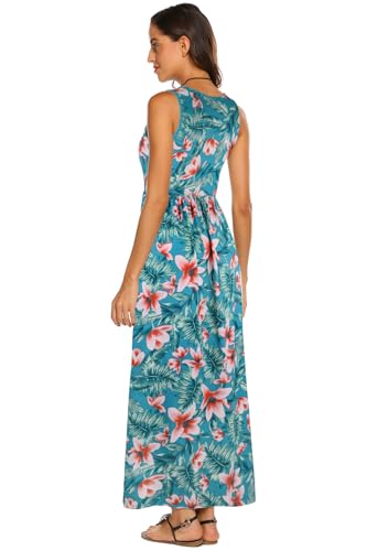 Image of Hount Women's Summer Sleeveless Striped Flowy Casual Long Maxi Dress with Pockets