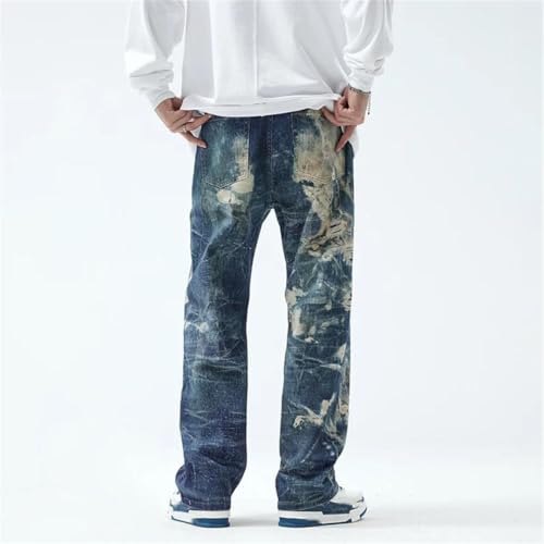 Men's Street Retro Jeans Loose Personality Design Sense Mop Pants2
