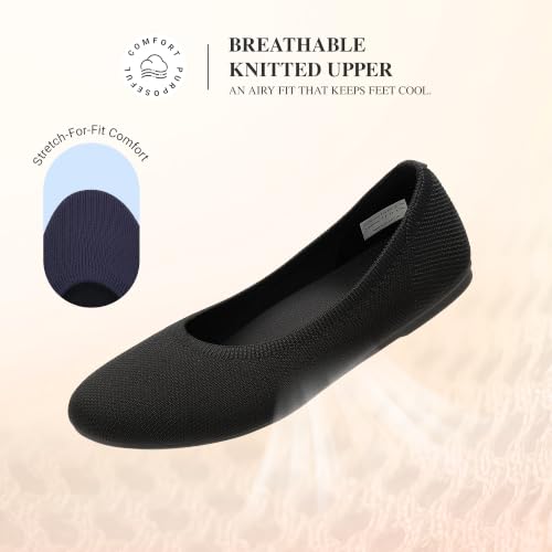 Image of DREAM PAIRS Women's Dress Knit Ballet Comfort Flats | Comfortable Round Toe Slip-On Flexible Portable Breathable Dress Office Flats for Daily Walking and Travel