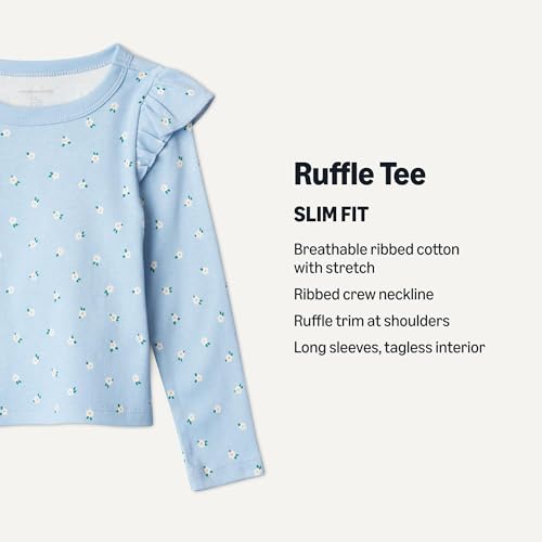 Image of Amazon Essentials Girls and Toddlers' Long Sleeve Ruffle T-Shirt