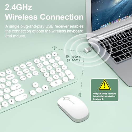 Teclado y mouse inalámbricos de diseño retro para PC y Mac 2