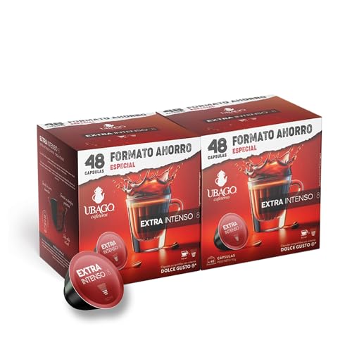 Ubago Café en cápsulas Café Espresso Extra Intenso, compatible con capsulas Dolce Gusto, intensidad 8/8, oferta de 96 unidades