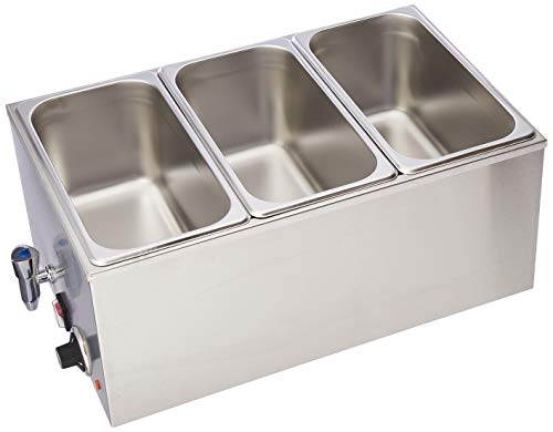 Sybo Zck165Bt-3 Commercial Grade Stainless Steel Bain Marie Buffet Food Warmer Steam Table For Catering And Restaurants, (3 Sections With Tap), Sliver #TOP1