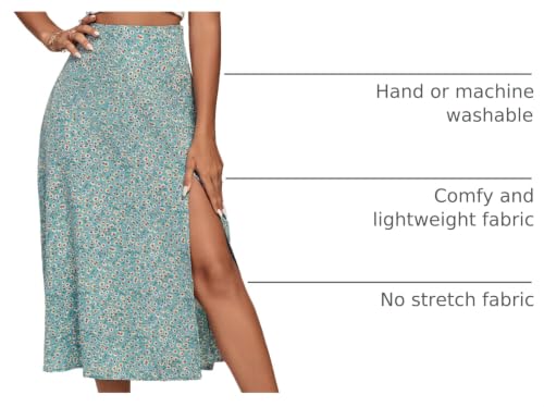 Image of LYANER Women's Casual Boho Printed High Waist Side Split Hem Zipper Midi Skirt