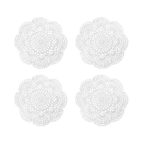 Phantomon 8 Inch Doilies Crochet Round Lace Doily Handmade Placemats 100% Cotton Crocheted Coasters, Pack of 4 (White) Cover
