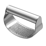 [qiukala]【時短調理】ステンレス ガーリックプレス にんにくつぶし器 リング設計 握りやすい ショウガペースト作成 食品級430ステンレス コンパクト 贈り物に適
