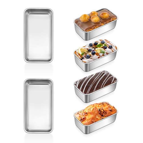 P&P CHEF Mini Loaf Pans Set, 6 PCS Small Bread Loaf Pan for Baking, 6.3 x 3.5 Inch Stainless Steel...