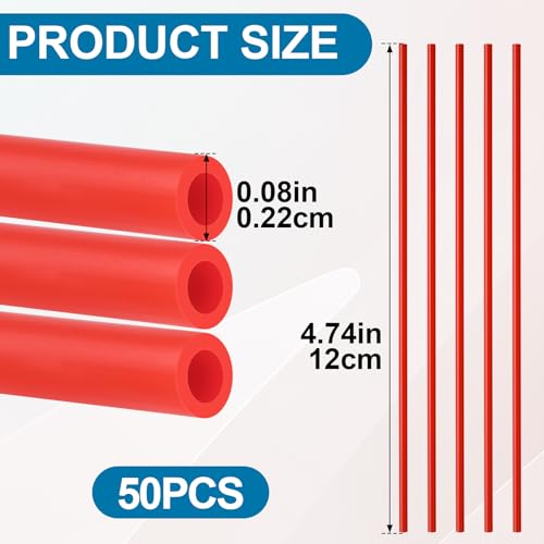 50 pitillos rojos para spray, 12 cm, flexibles miniatura 2