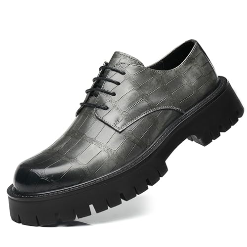 Men's Soft Leather Oxfords Lace Up Height Increase Dress Shoes Fashionable Up Comfortable Square Toe Dress Derby Shoes Fashion Slip On Prom Business Wedding Dress Shoes