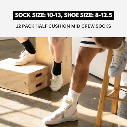 True Religion Mens Socks 12 Pack Mid Crew Socks for Men Premium Athletic, Shoe Size 8-124