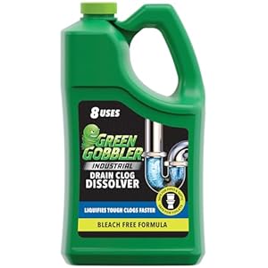 Green Gobbler Industrial Strength Grease and Hair Drain Clog Remover | Drain Cleaner Gel | Safe for Pipes, Toilets, Sinks, Tubs, Drains & Septic Systems | 1 Gallon