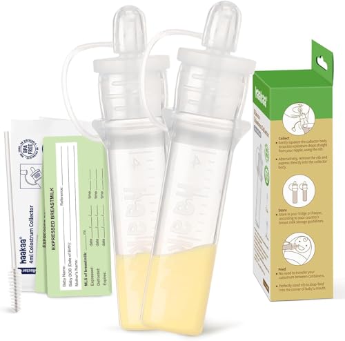 Image of haakaa Colostrum Collector Syringes for Breastmilk Collector for Breastfeeding Moms to Collect Store and Feed Colostrum, 0.1oz/4ml, 2pcs