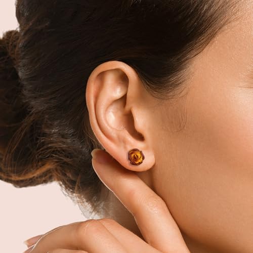 Amber Stud Earrings - Certified Handmade Natural Baltic Amber Stone 925 Sterling Silver Hypoallergenic In Gift Box - Amber Culture3