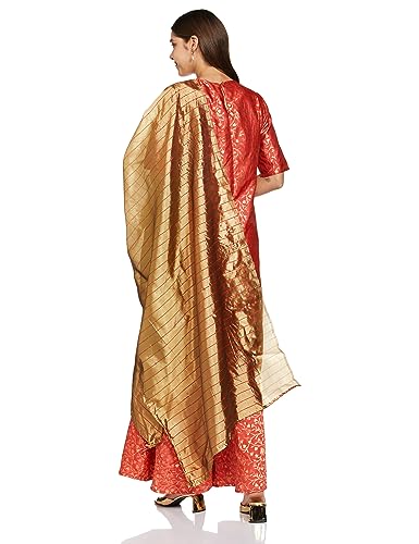Image of KETCH Polyester Women's Regular Fit Self Design Short Sleeve Kurta With Pant & Dupatta