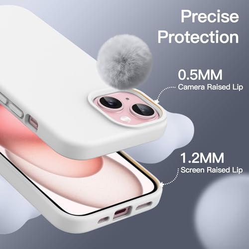 Image of JETech Silicone Cover Case for iPhone 15 6.1-Inch, Silky-Soft Touch Full-Body Protective Phone Case, Shockproof Cover (White)
