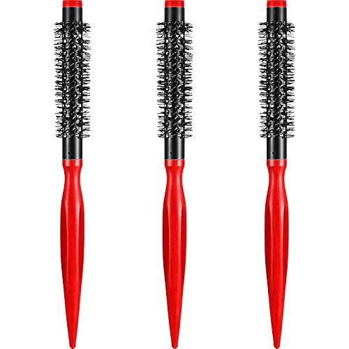 3 Pieces Mini Quiff Roller Mini Round Hair Brush Non-Slip Circle Anti-Static Rpm Quiff Roller for Women and Girls (Conical Handle)