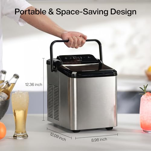 Image of Typhur Fast Nugget Ice Maker - Portable Pellet Ice Machine with Handle & WiFi Smart Control Countertop, 35lbs /24H, Self-Cleaning, Quiet Pebble Ice for Home, Office, RV, Camping